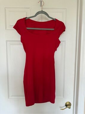 Amazon Red Scoop Neck Mini Dress